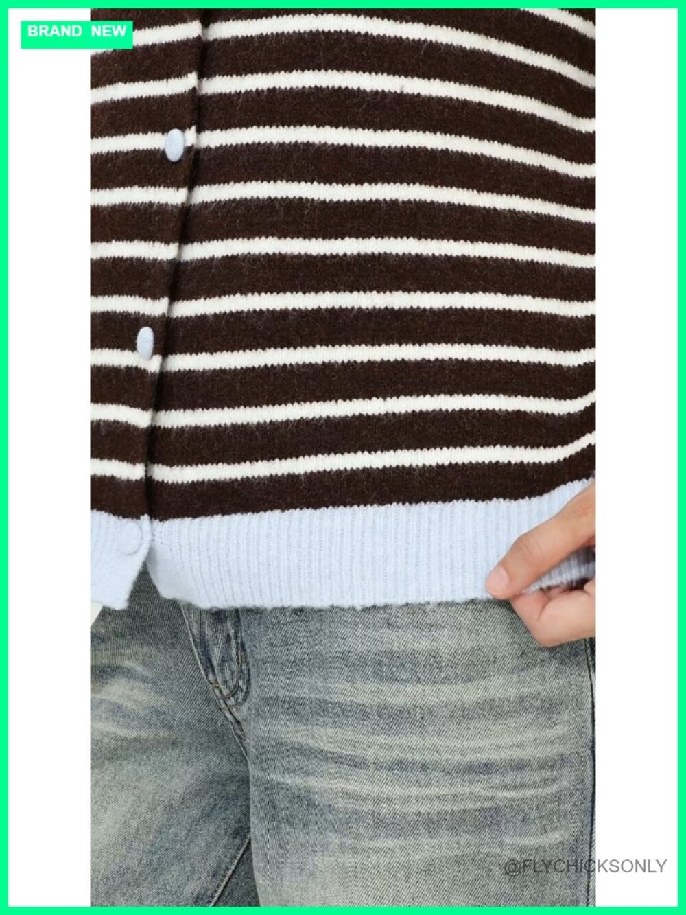 Striped Button Down Cardigan Sweater Color Block Knitwear - Picture 6 of 6